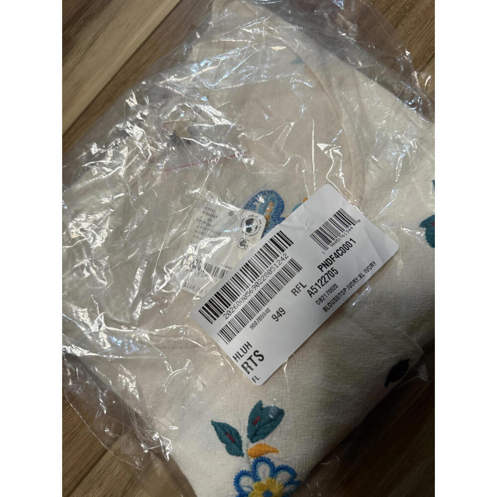 NWT! Free People Kelly Floral Embroidered Cotton Peplum Top in Ivory Size XL - Picture 3 of 7